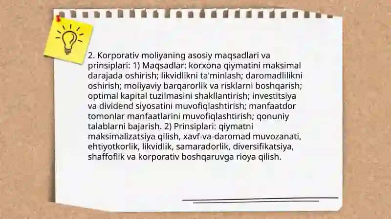 Korporativ moliyaning mohiyati va asosiy funksiyalari 4