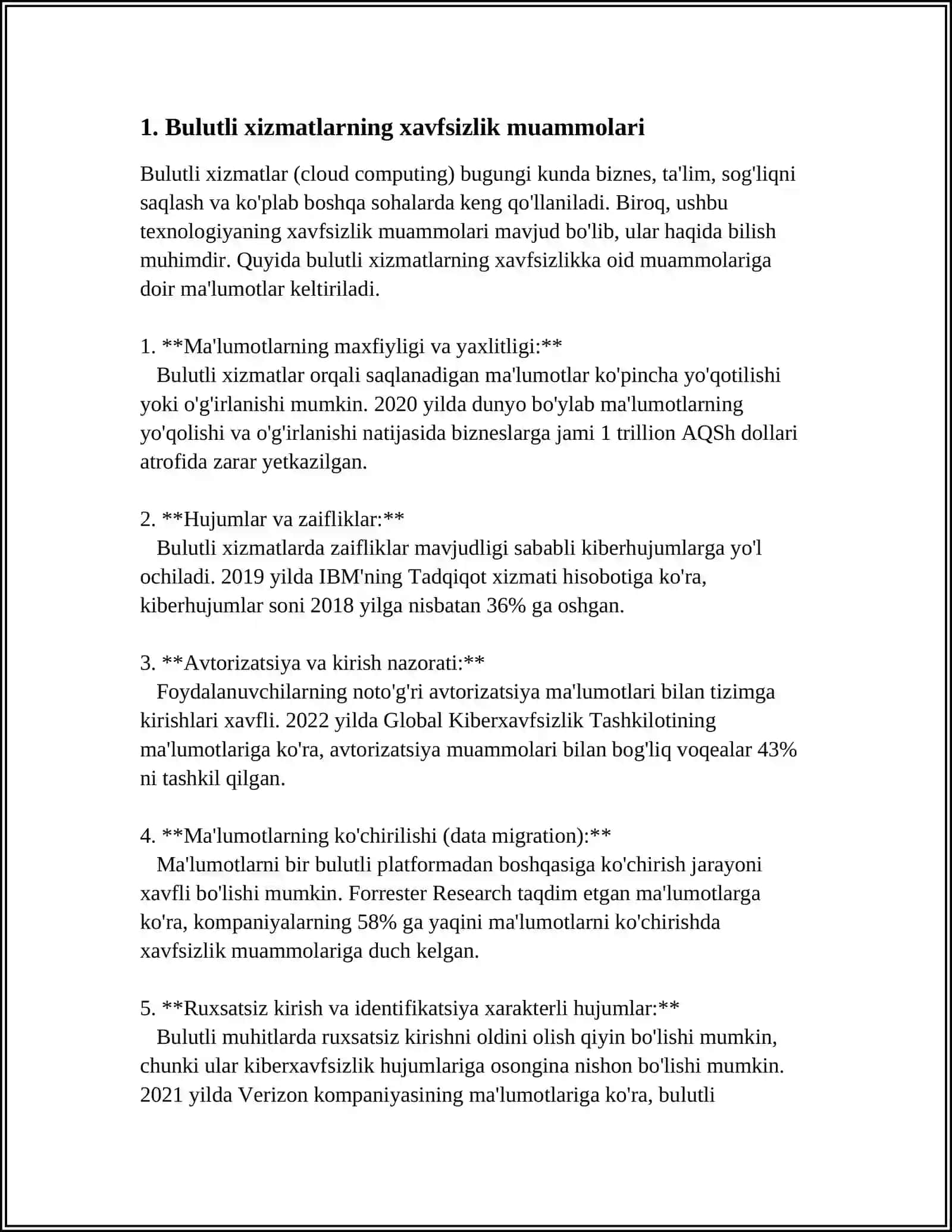 BULUTLI TEXNOLOGIYALARDA AXBOROT XAVFSIZLIGINI TAʼMINLASH 4