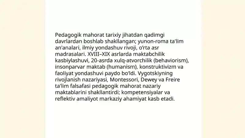 Pedagogik mahorat fanining nazariy asoslari va uning shaxs faoliyatidagi ahamiyati 4