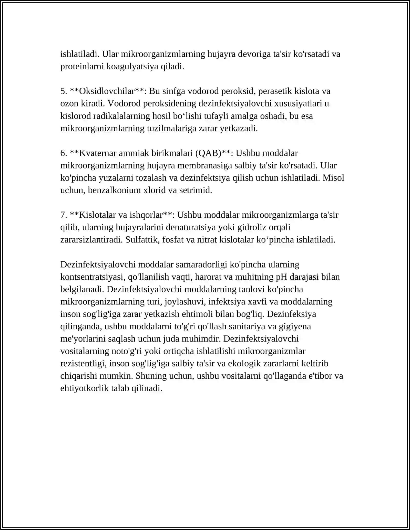 DEZINFEKTSIYALOVCHI MODDALAR FARMAKOLOGIYASI 4