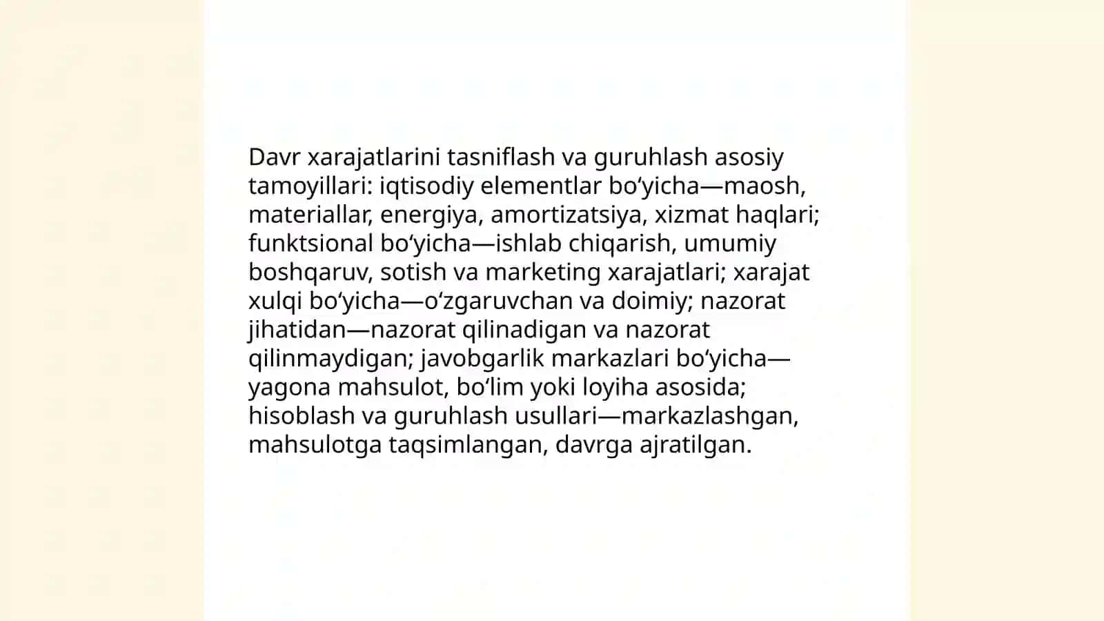 Davr xarajatlari tahlili 4