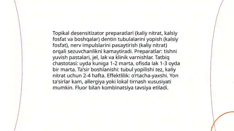 Patalogik yemirilgan tishlar sezuvchanligini davolash usullari 4