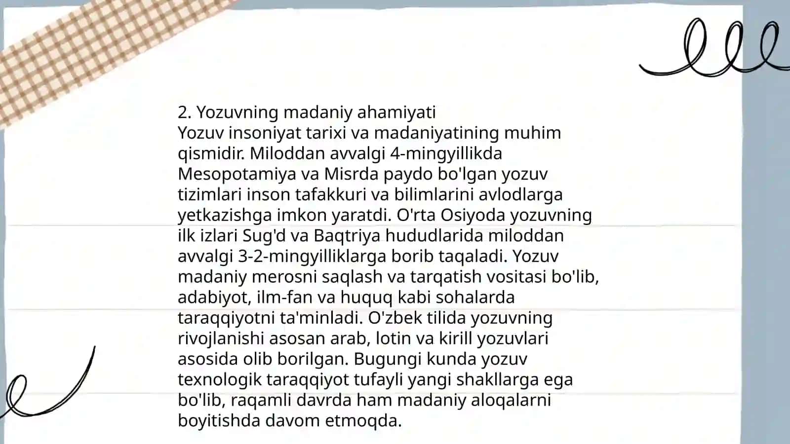 Yozuv tarixiy rivojlanishi 4