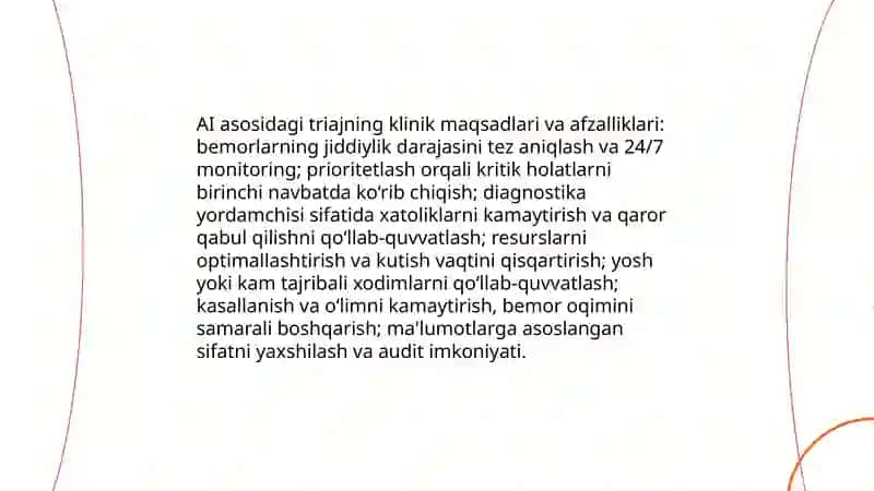 Shoshilinch yordam bo'limida Al yordamida triaj qilish tizimi 4
