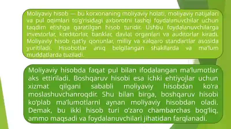 Boshqaruv hisobining boshqa hisob turlari bilan bog‘liqligi va farqlari 4