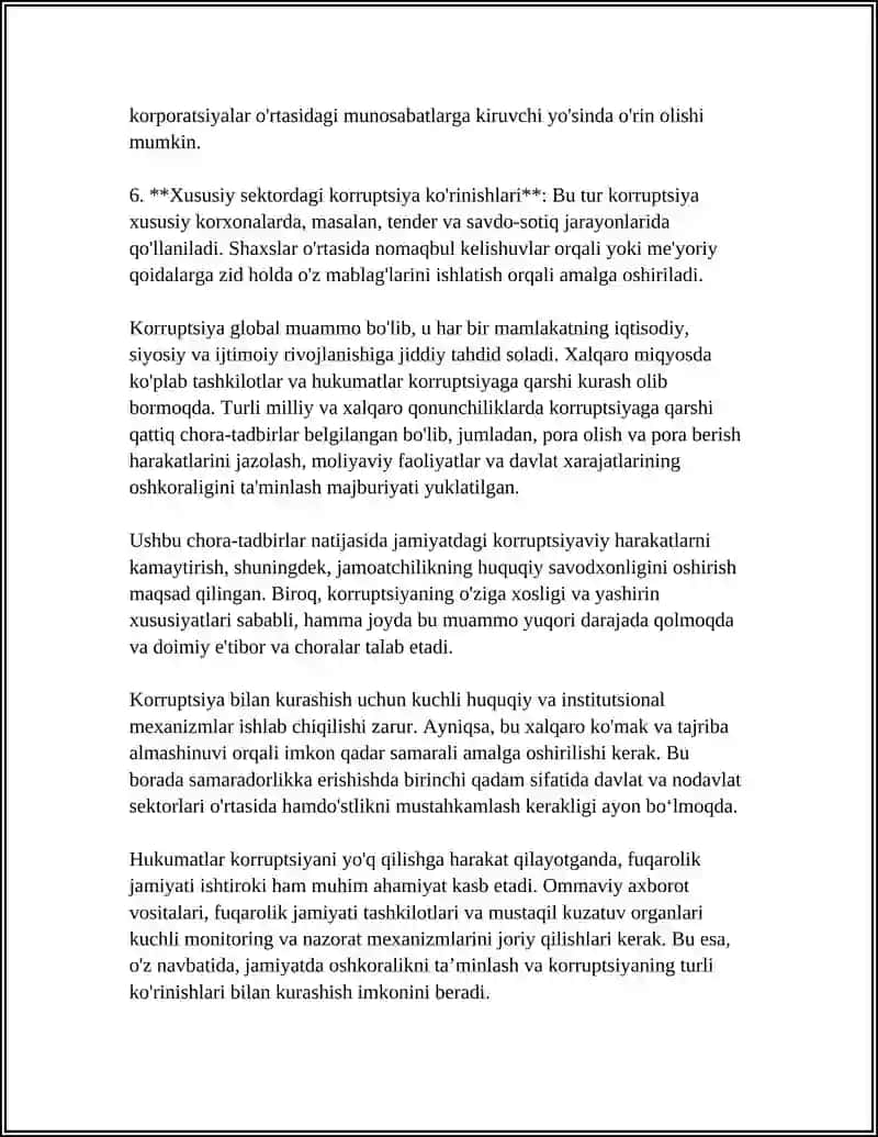 KORRUPSIYA VA UNING ASOSIY KORINISHLARI 4