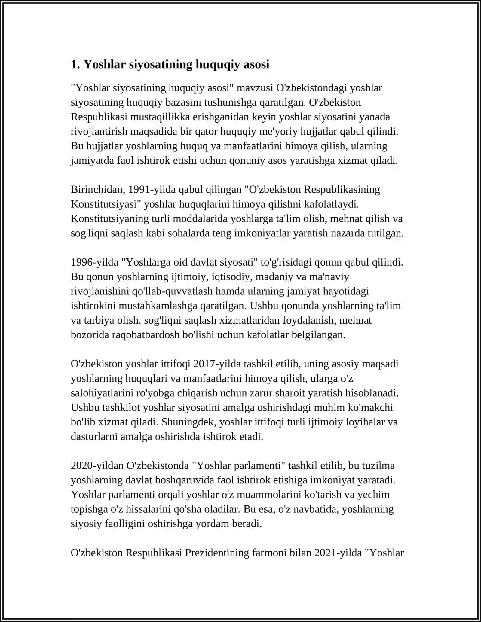 O‘ZBEKISTON RESPUBLIKASI OLIY TA’LIM FAN VA INNOVATSIYA VAZIRLIGI 4