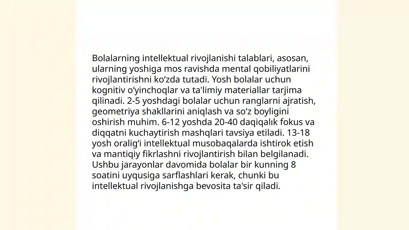 Oʻzbekiston Respublikasining ilk va maktabgacha yoshdagi bolalar rivojlanishiga qoʻyiladigan davlat talablari 4