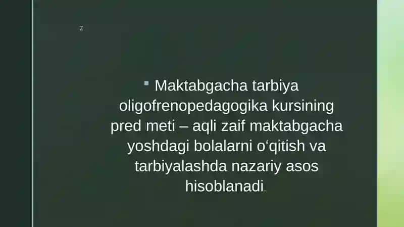 Maktabgacha oligofrenopedagogika predmeti, vazifalari, metodlari 4