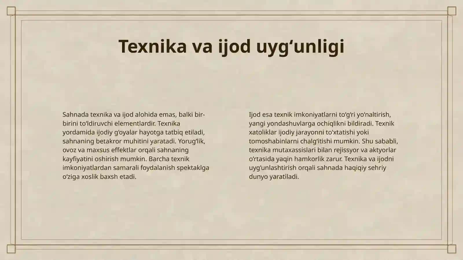SAHNAGA QOʻYISH FAOLIYATIDAGI ASOSIY TAMOYILLAR 4