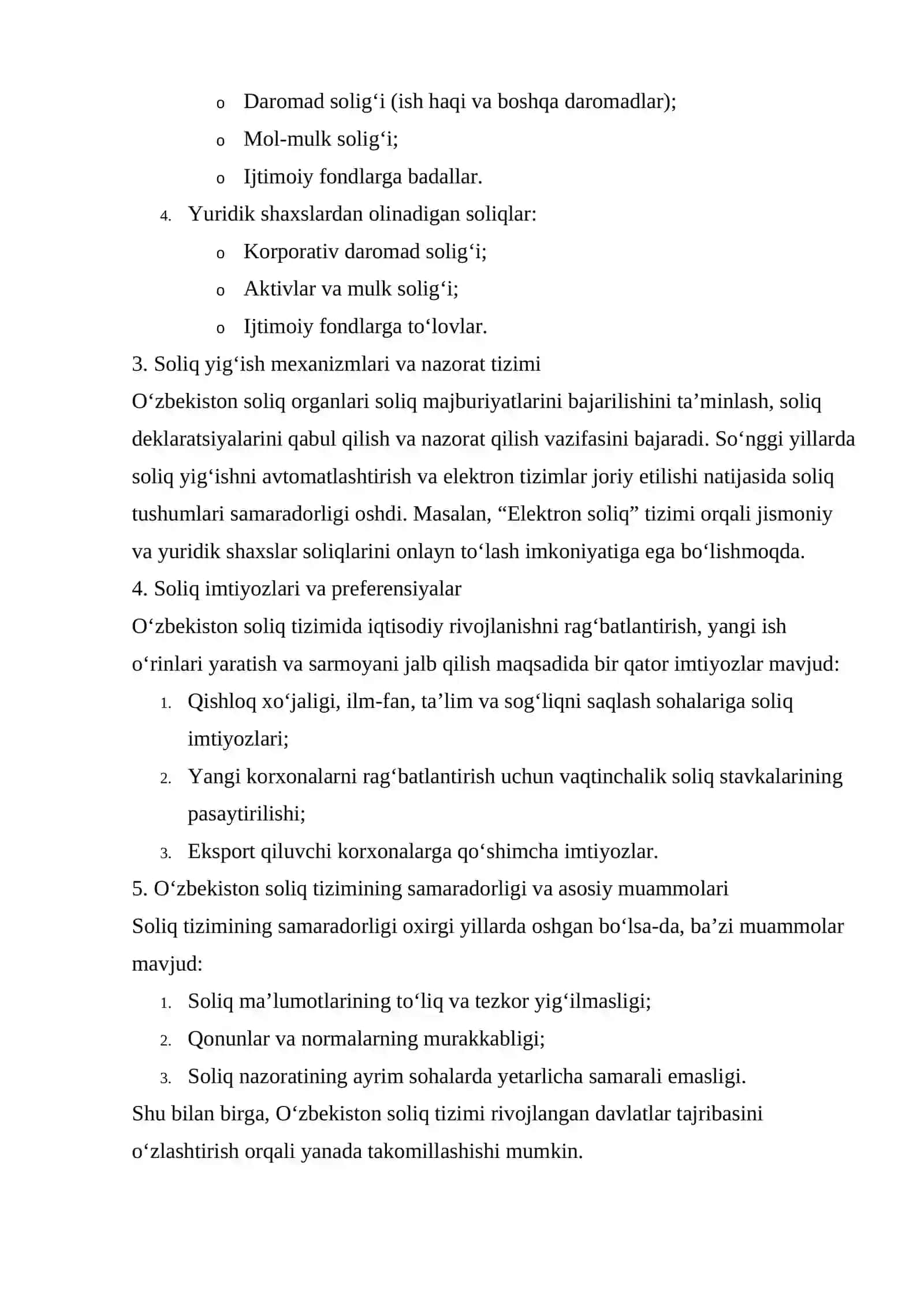 O'ZBEKISTON RESPUBLIKASI SOLIQ TIZIMINING TARQQIY ETGAN DAVLATLAR SOLIQ TIZIMI BILAN SOLISHTIRMA TAHLILI 4
