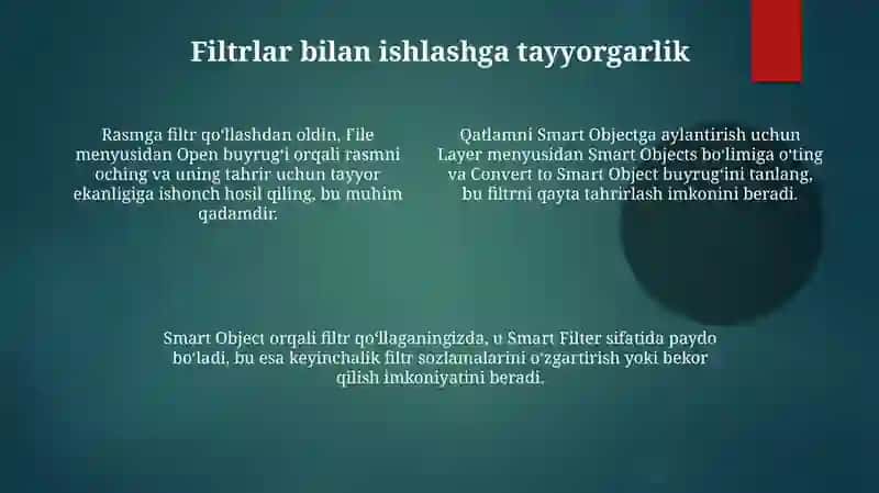 Adobe Photoshop dasturida filtrlar bilan ishlash 4