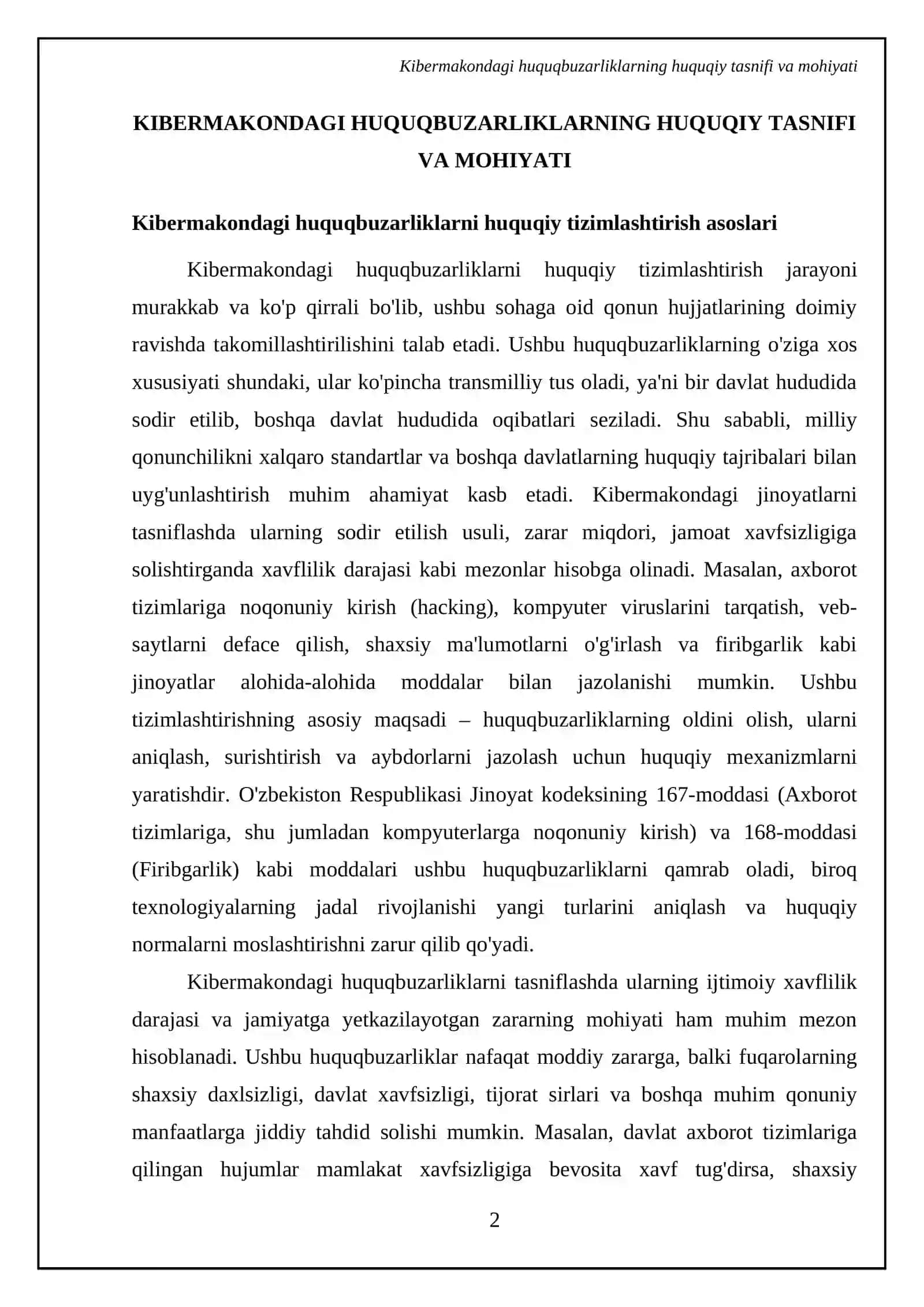 Kibermakondagi huquqbuzarliklar uchun javobgarlik va ularning huquqiy tabiati 4