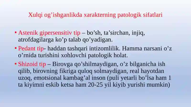 Psixologik omillar-yoshlarda xulqi og’ishishni keltirib chiqaruvchi omillar sifatida 4