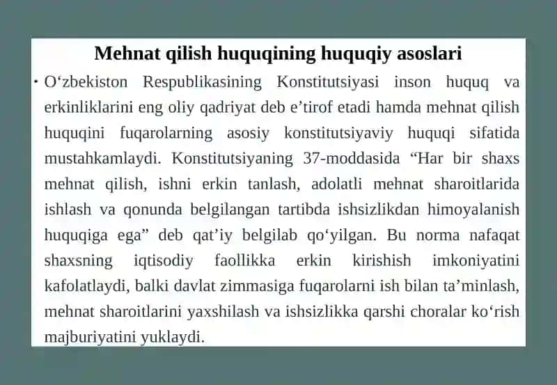 Insonning mehnat qilish huquqini ta’minlashda bandlik va ish bilan ta’minlashning o‘rni 4