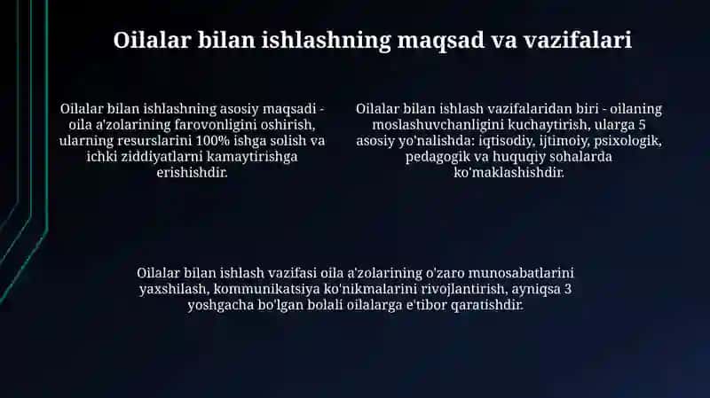 Oilalar bilan ishlashning asosiy shakllari 4