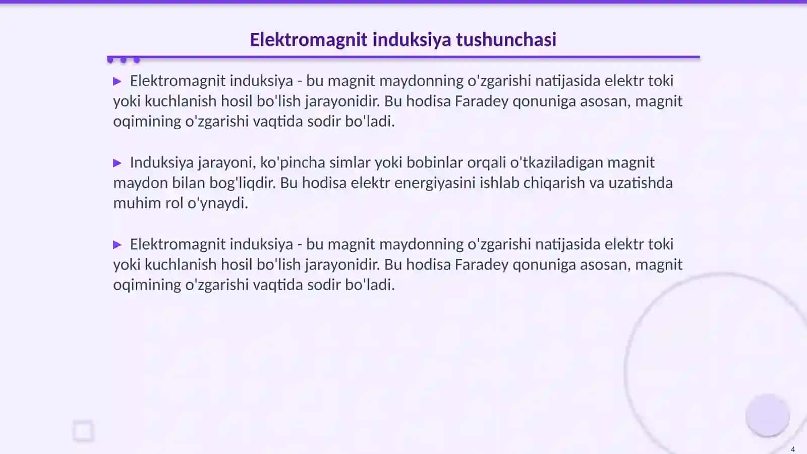 Elektromagnit induksiya hodisasi (Faradey qonuni) 4