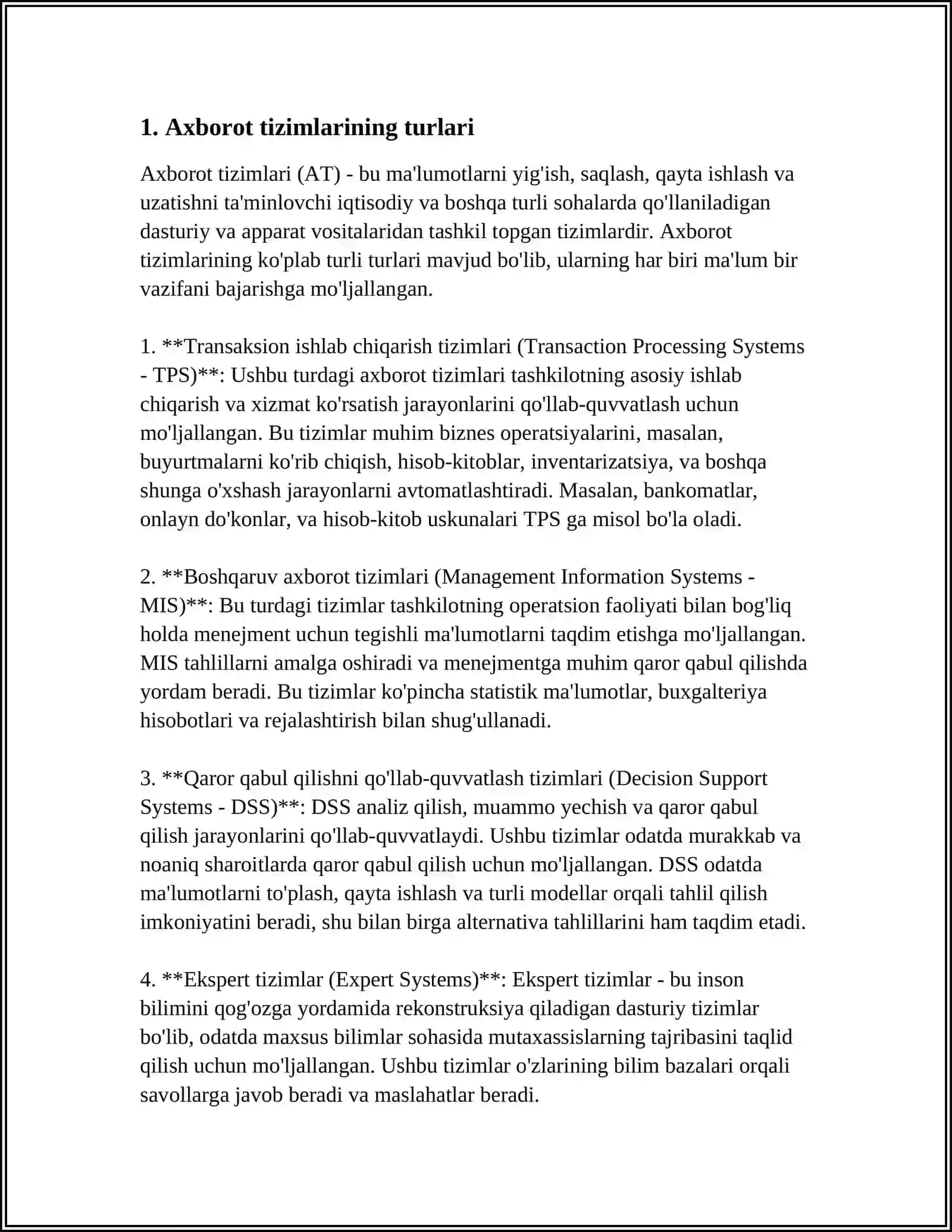 AXBOROT TIZIMLARINI LOYIHALASH VA UNI QURISH USULLARI 4