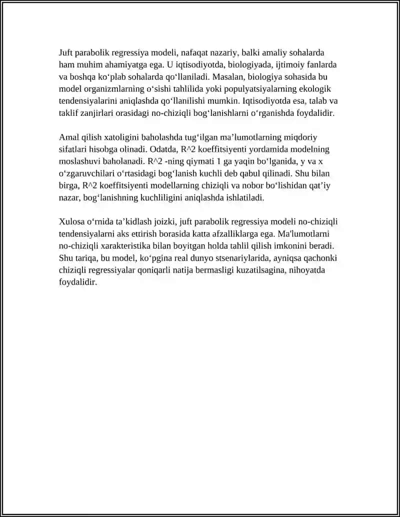 Juft parobalik regresiya modeli 4