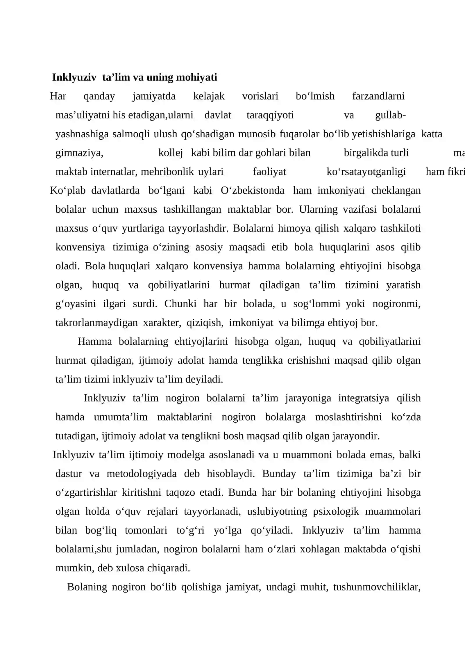 O‘ZBEKISTONDA INKLYUZIV TA’LIMGA MUHTOJ BO‘LGAN BOLALAR BILAN ISHLASh 4