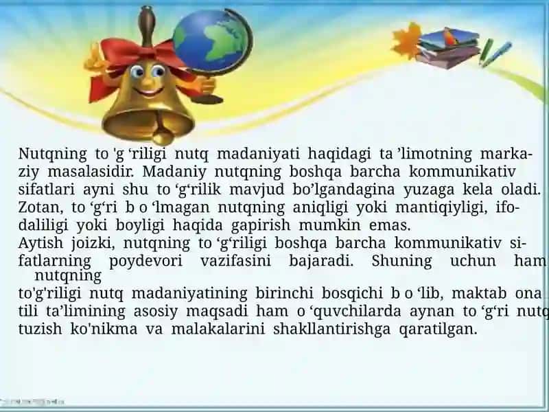 Nutqning to’g’riligi bilan bog’liq ta’lim 4