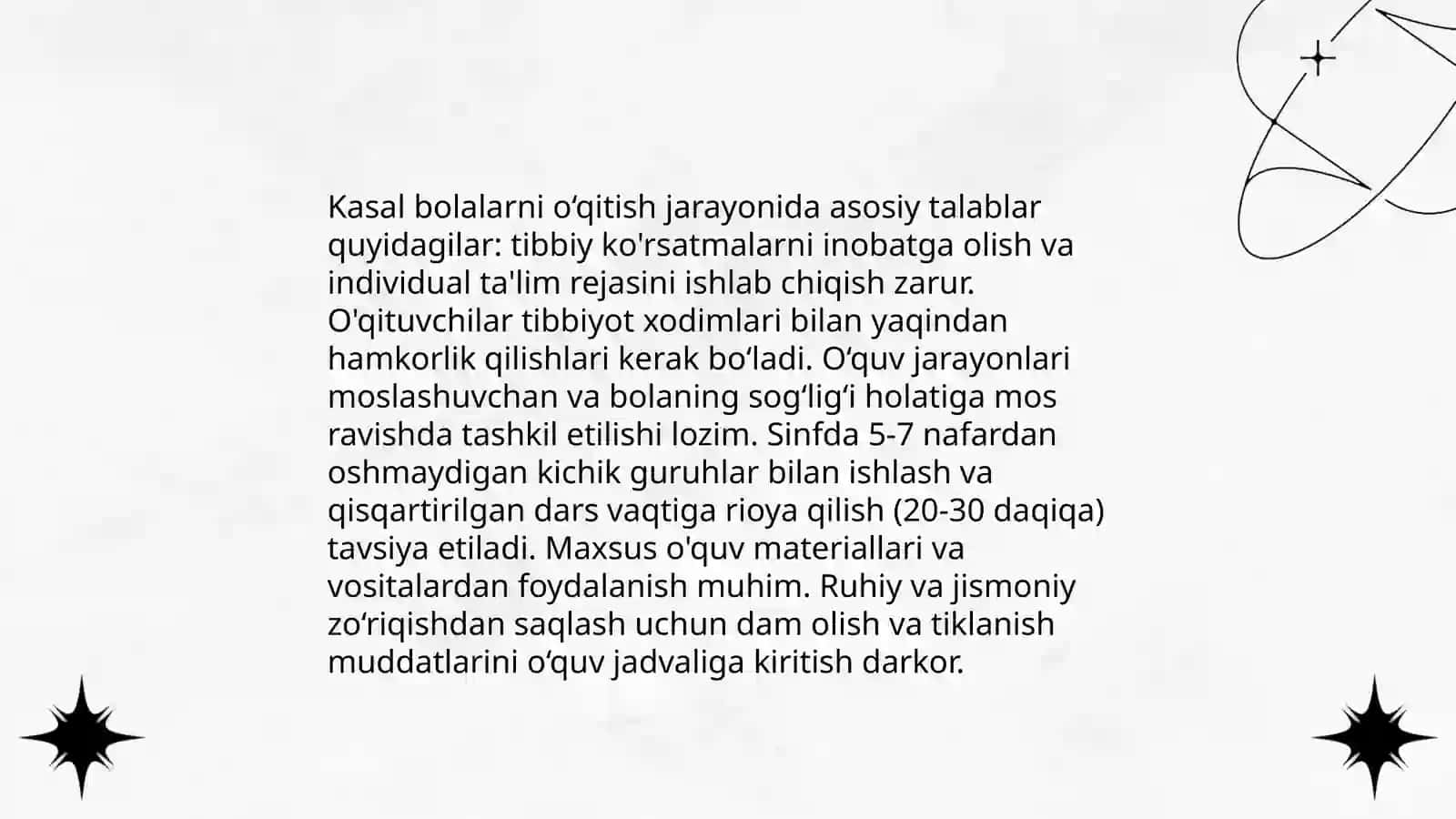Uzoq muddatli kasal bolalarni o‘qitishni tartibga soluvchi hujjatlar 4