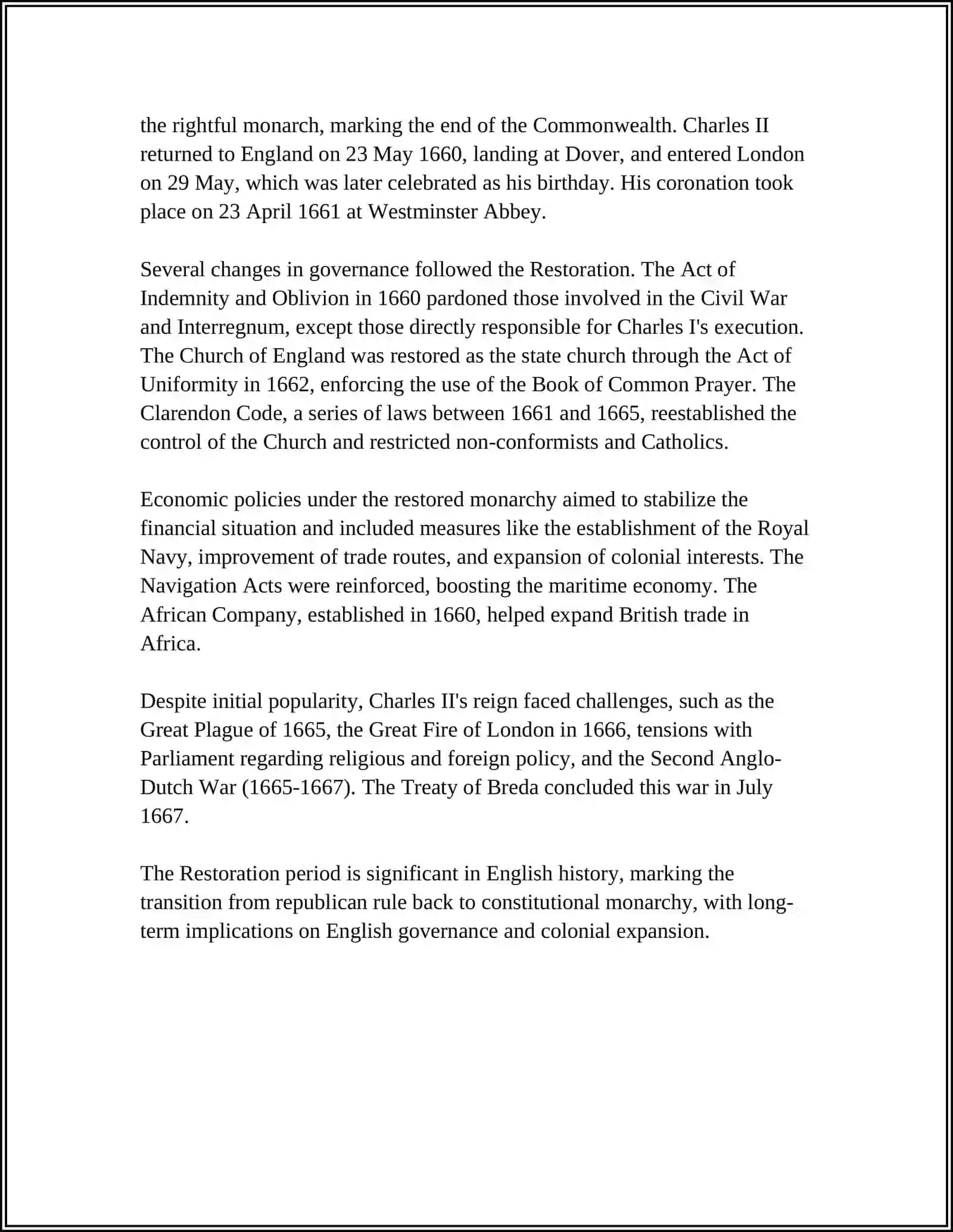 THE RESTORATION 4