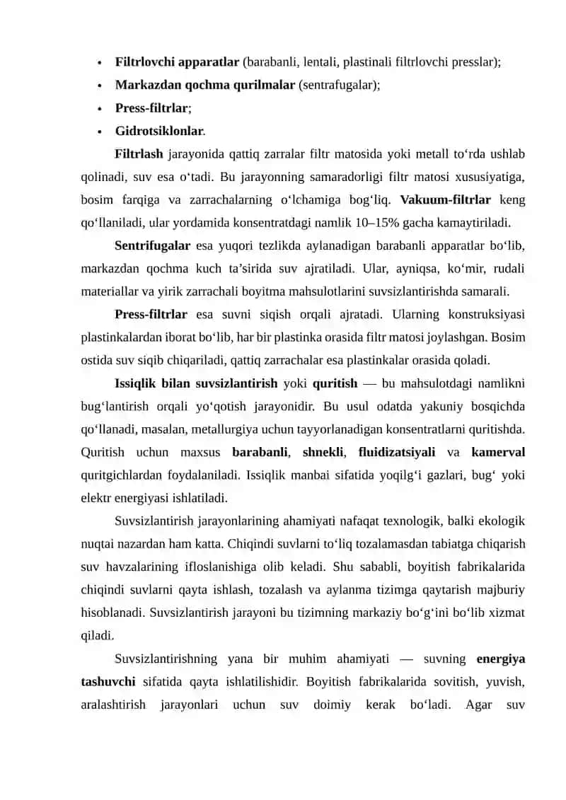 Boyitish mahsulotlarini suvsizlantirish 4