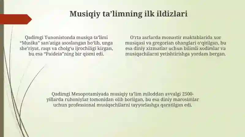 Musiqa ta'lim tarixi 4