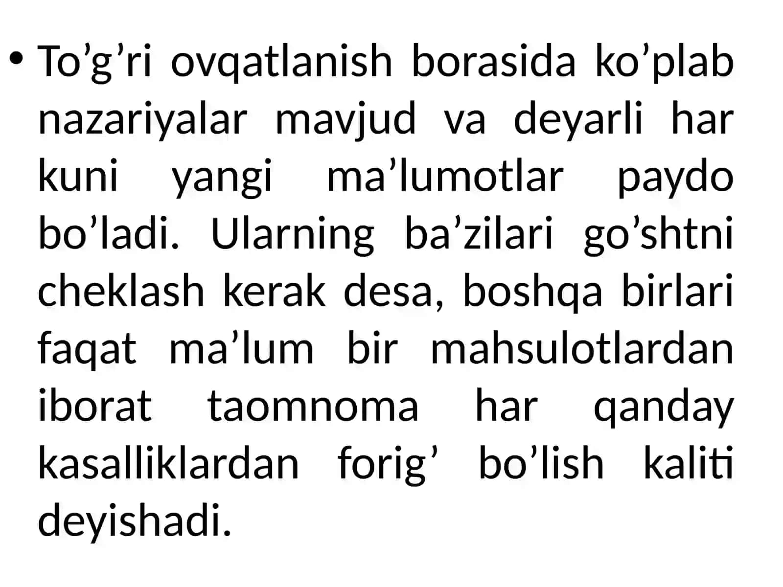 Oziq-ovqat mahsulotlari sifatining inson salomatligiga ta'siri 4