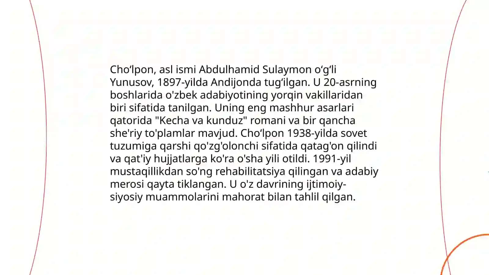 Cholponning hayoti va ijodi va "Adabiyot nadur" maqolasi 4