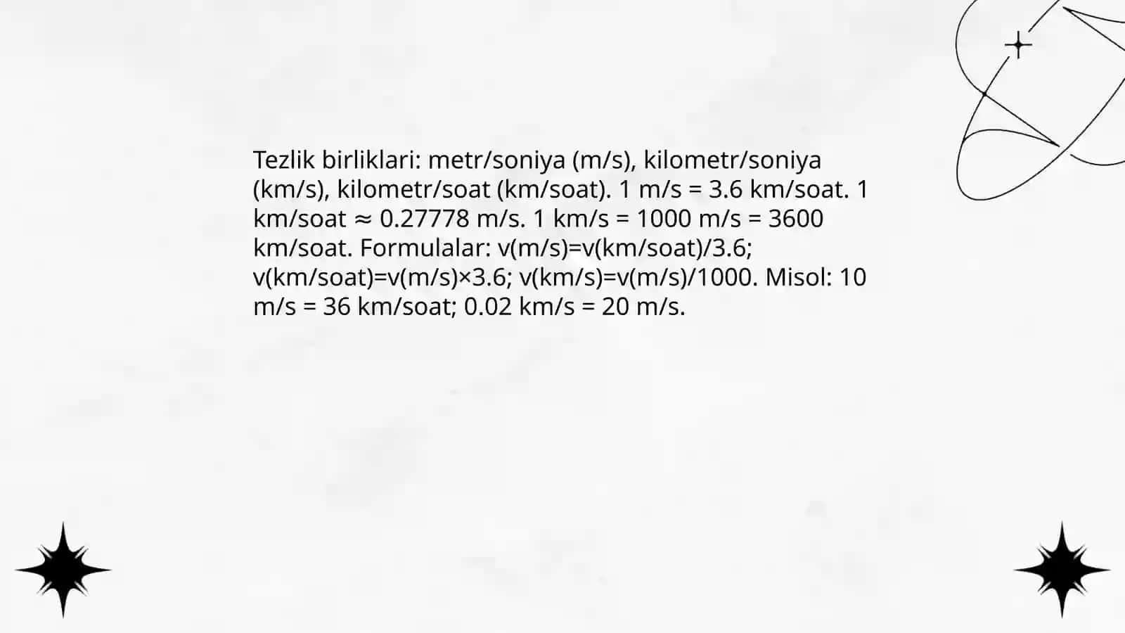 Tezlikning taʼrifi va fizik maʼnosi 4