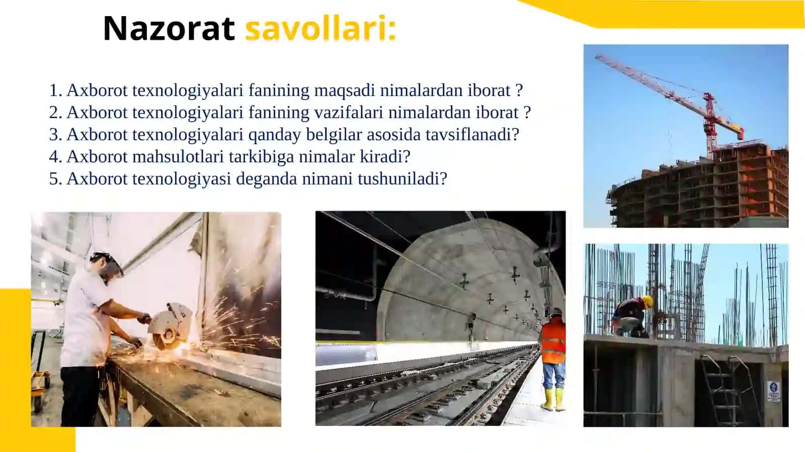 Qurilishda Axborot Texnologiyalari Fanining Maqsadi, Vazifalari 4