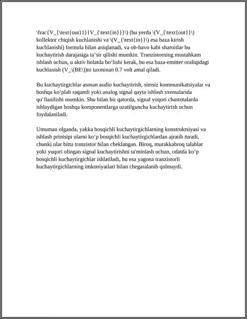 Yakka bosqichli kuchaytirgichlar 4