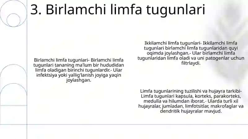 Limfa Tugunlari Birlamchi Va Ikkilamchi Limfa Tugunchalari (Follikullar) Tuzilishi Va Hujayraviy Tarkibi. 4