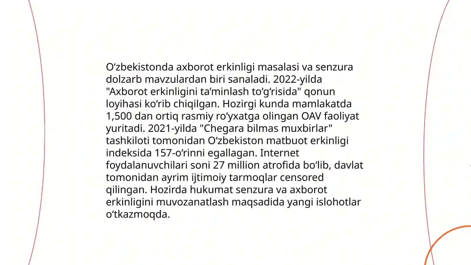 O‘zbekiston Respublikasida ommaviy axborot vositalarining faoliyati 4