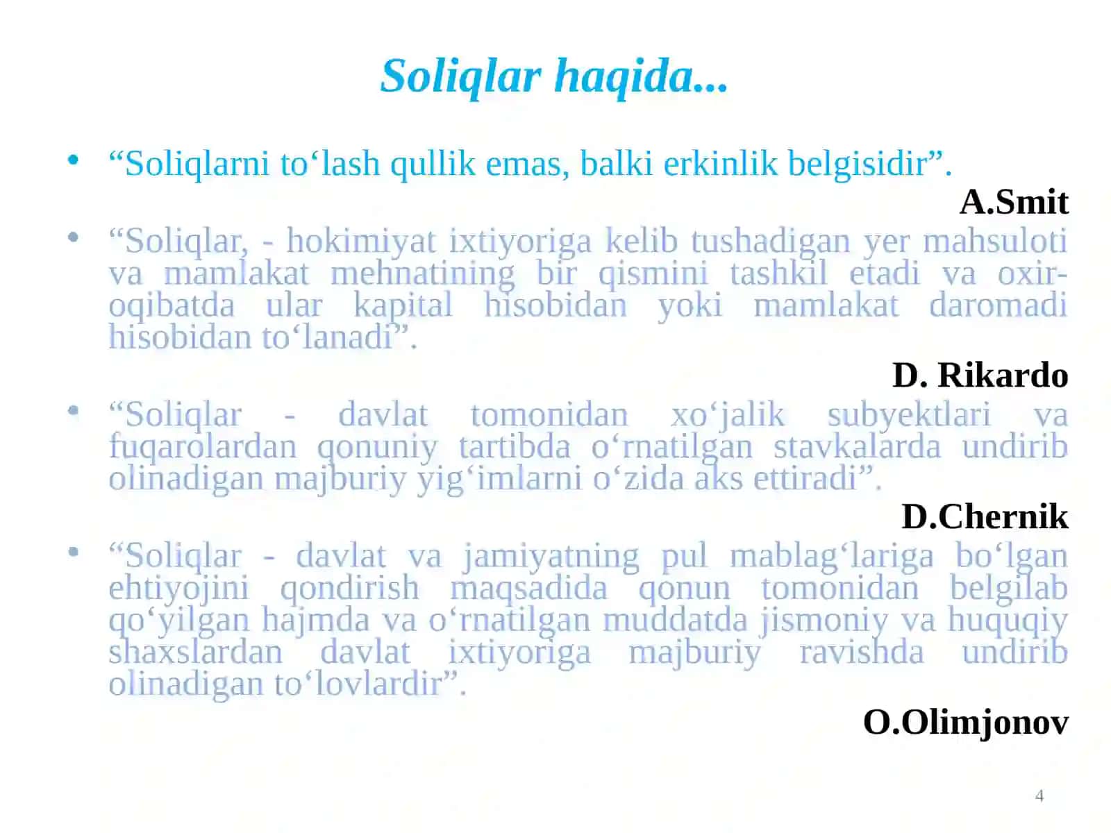 SOLIQLARNING IQTISODIY MOHIYATI VA OBYEKTIV ZARURLIGI 4