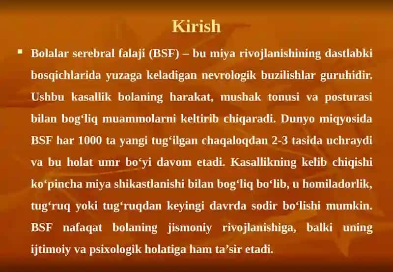 BOLALAR SEREBRAL FALAJI KASALLIGLARING KELIB CHIQISHI SABABLARI VA ASORATALRI 4