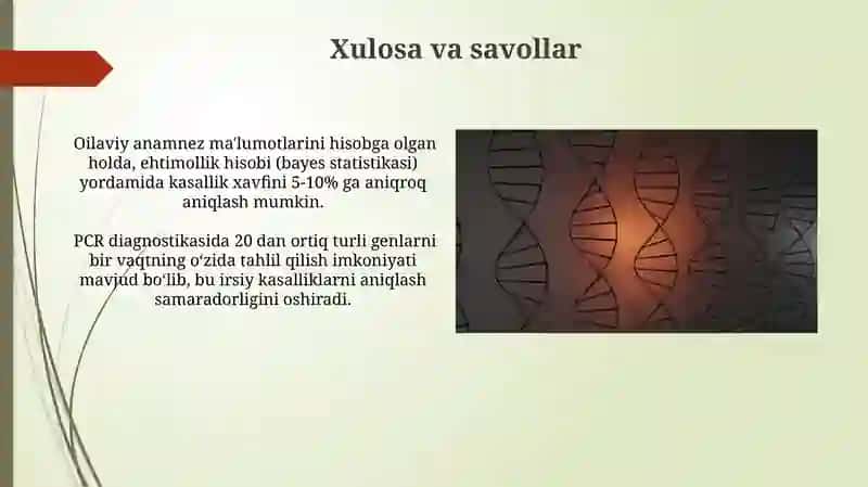 PZR-tashxis. Molekulyar genetika asoslari va irsiy kasalliklai 4