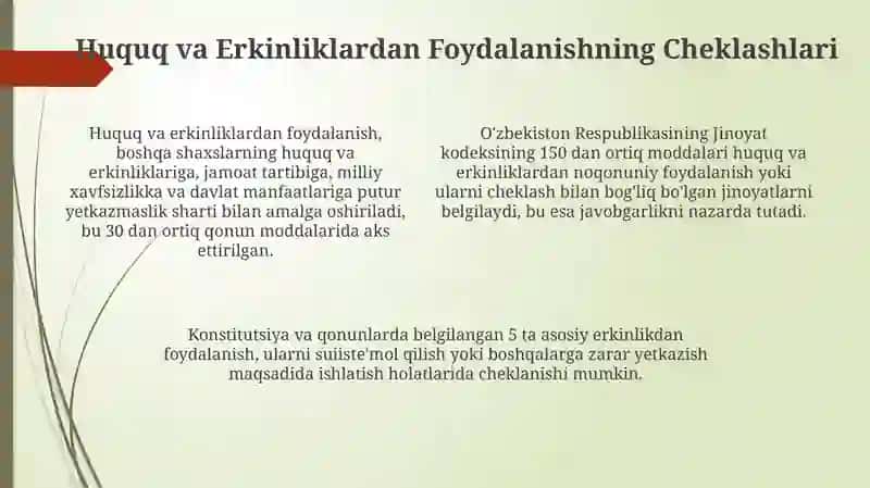 Huquq va Erkinliklarning Kafolatlari 4