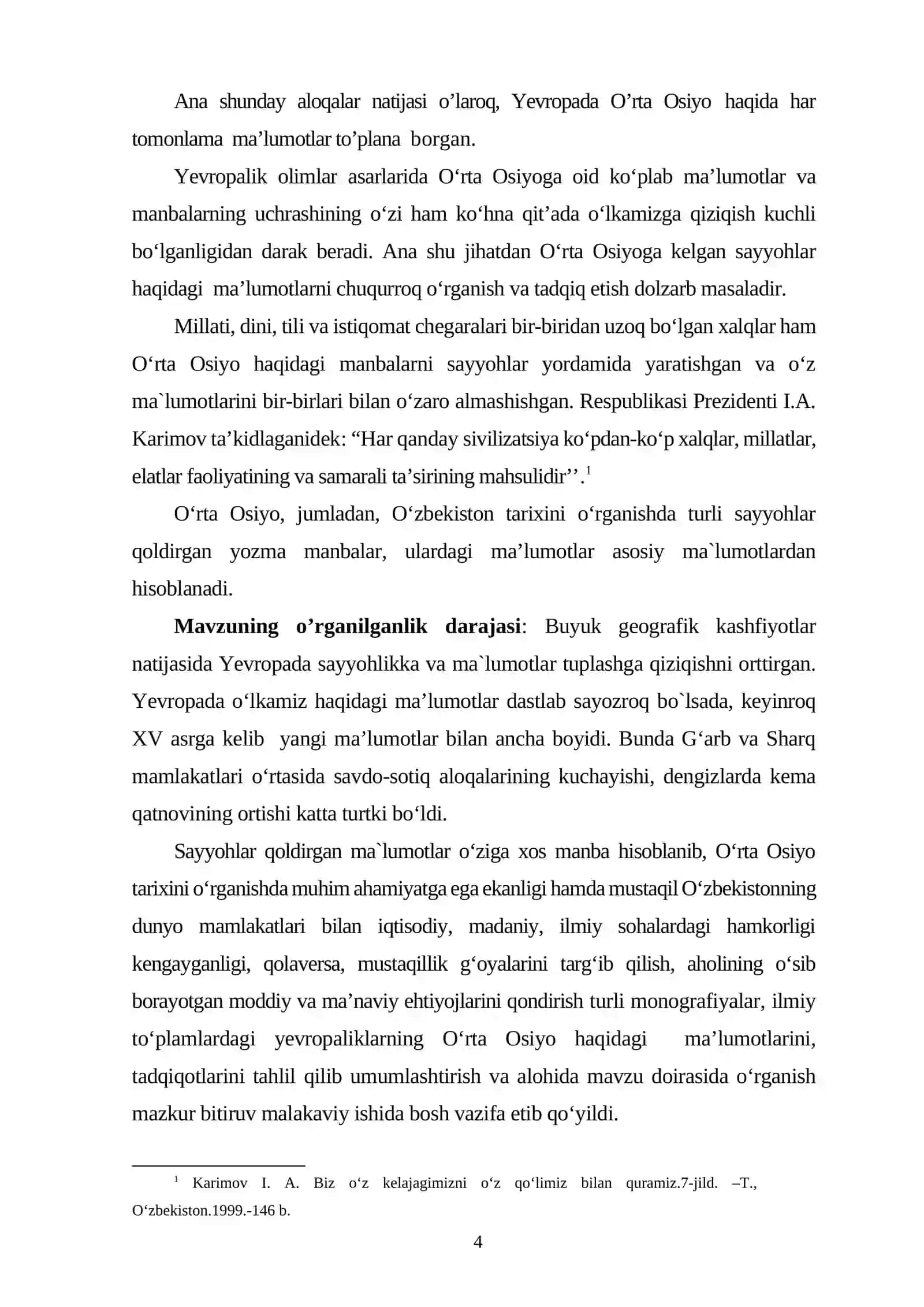 O‘rta Osiyo Evropa sayyoxlari nazdida BITIRUV MALAKAVIY ISHI 4