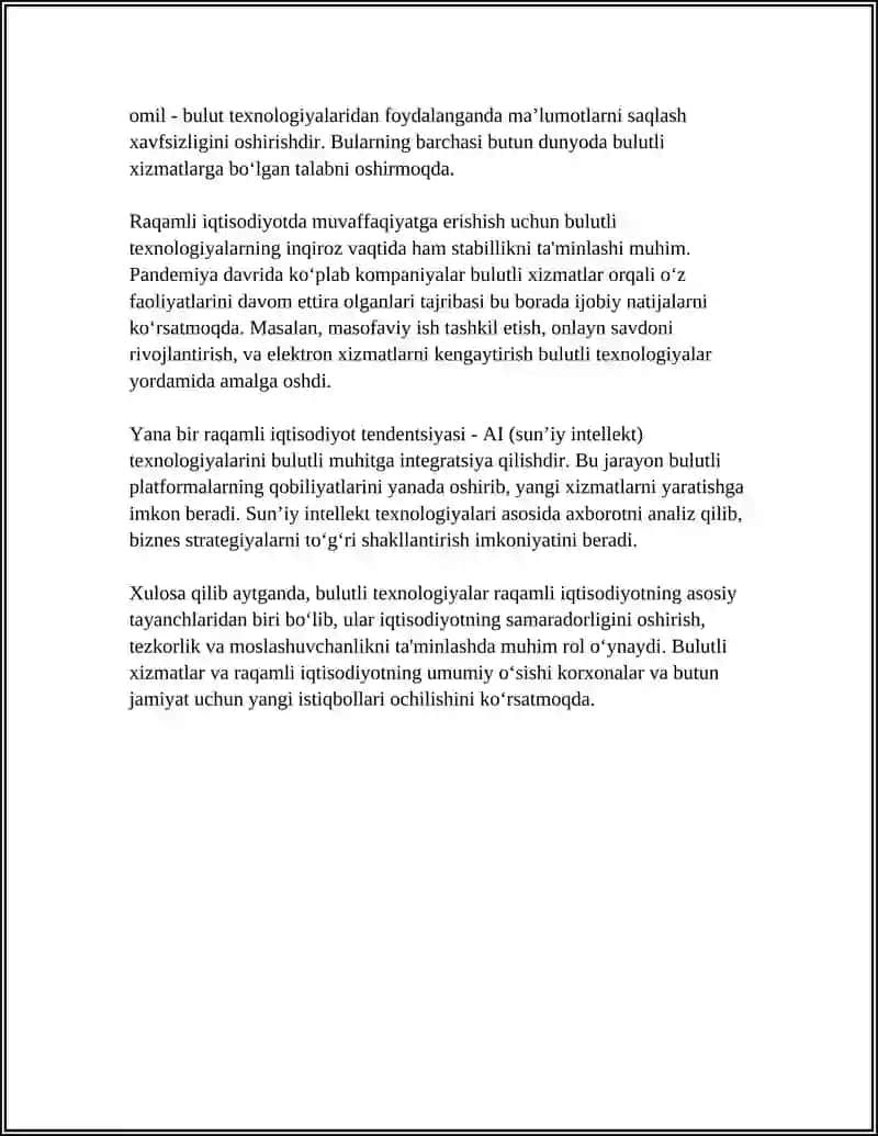 IQTISODIYOTDA BULUTLI TEXNOLOGIYALARINING O‘RNI VA AHAMIYATI 4