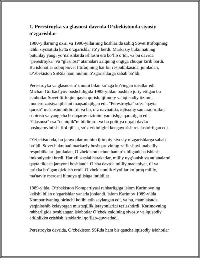 MUSTAQILLIKKA ERISHISH ARAFASIDA O'ZBEKISTONDAGI IJTIMOIY-SIYOSIY JARAYONLAR 4
