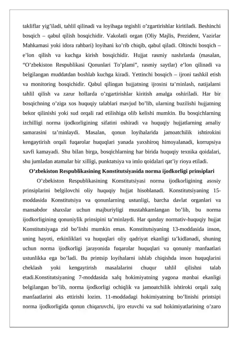 Normativ-huquqiy hujjatlar loyihalarini ishlab chiqish va kelishishning yagona elektron tizimini o’rganish 4