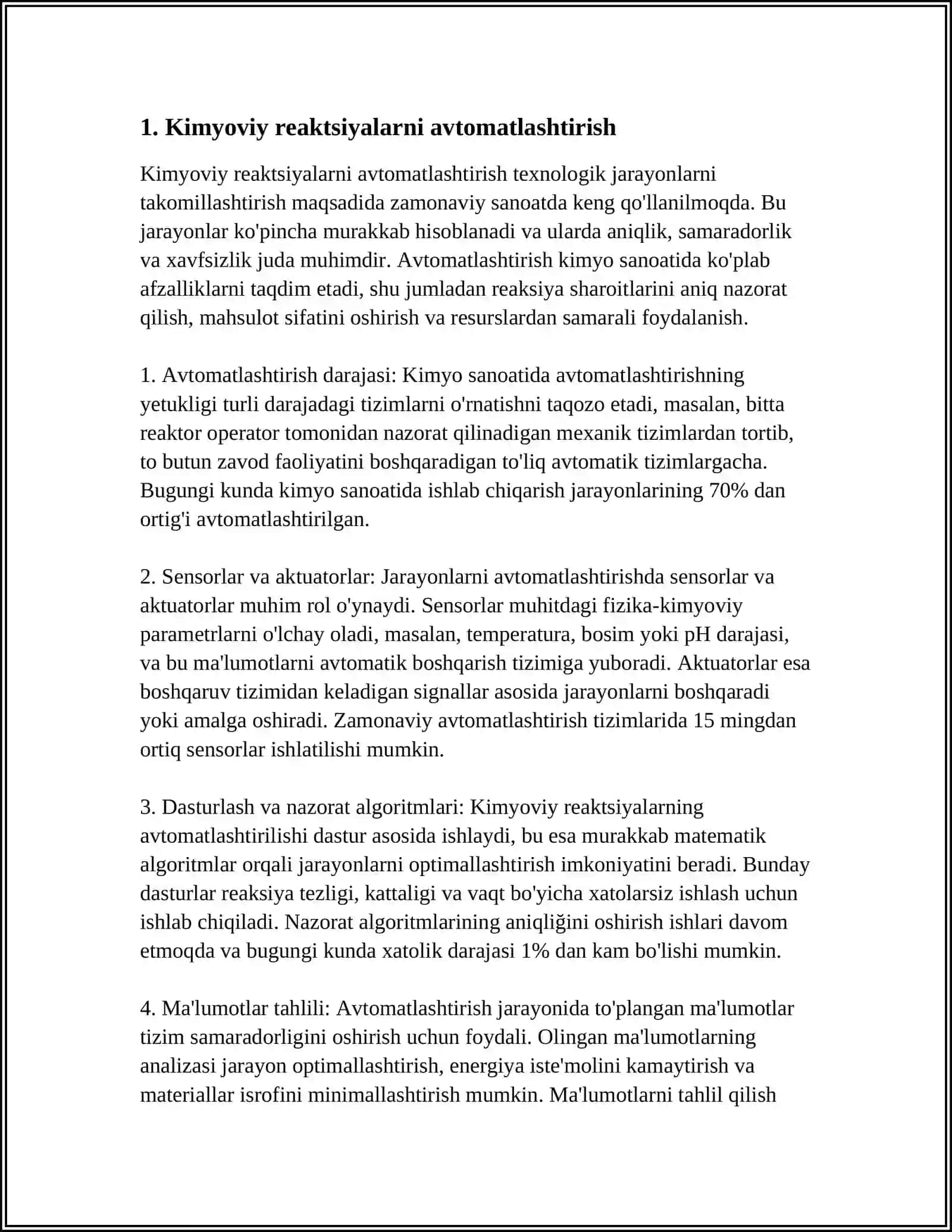 ANALITIK KIMYODA AFTAMATIK REAKSIYA VA UNI BAJARISH 4