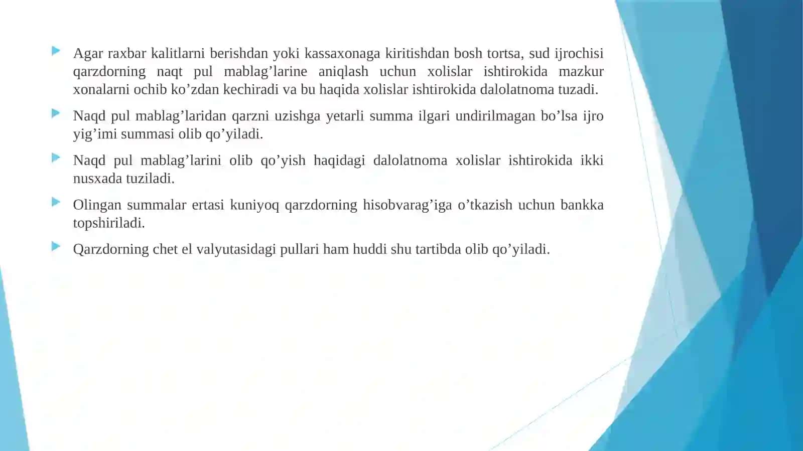 Undiruvni qarzdor yuridik shaxsning mol-mulkiga qaratishning xususiyatlari 4