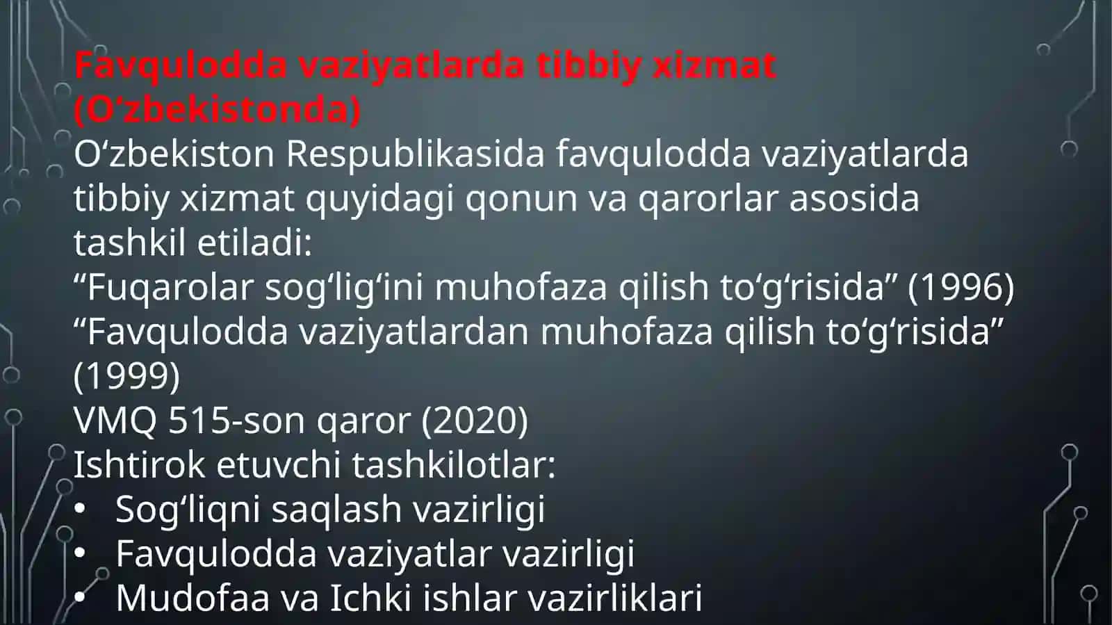 Favqulodda vaziyatlarda fuqaro muhofazasi tibbiy xizmati 4