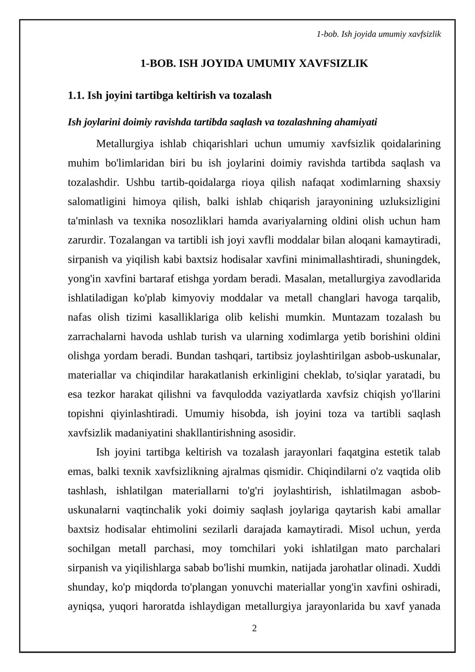 METALLURGIYA ISHLAB CHIQARISHLARI UCHUN UMUMIY XAVFSIZLIK QOIDALARI 4