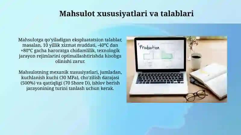 Texnologik jarayonlarni loyihalash uchun dastlabki ma'lumotlar 4