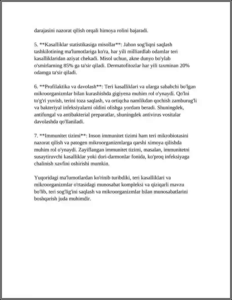 TERI KASALLIKLARIDA MIKROORGANIZMLAR ROLI, LABORATORIYA 4